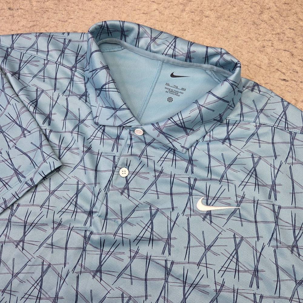 Nike Victory+ Dri-Fit Pine Needle All Over Print Golf Polo 2XL BlueFQ1134-464